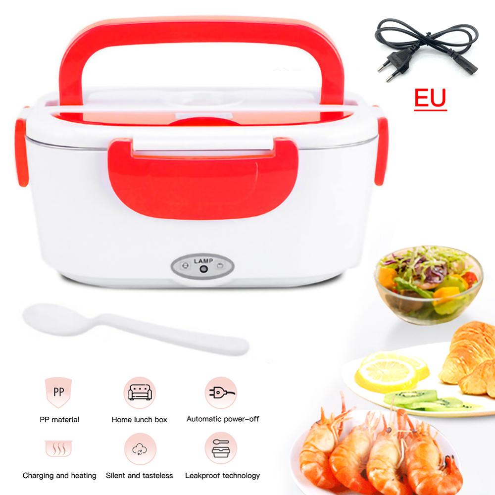 1.5L Elektrische Verwarming Lunchbox Huis & Auto 12V 220V Plug-In Lunchboxen Plastic Of Stalen voedsel Container Draagbare Gerecht Bento Box: Red EU