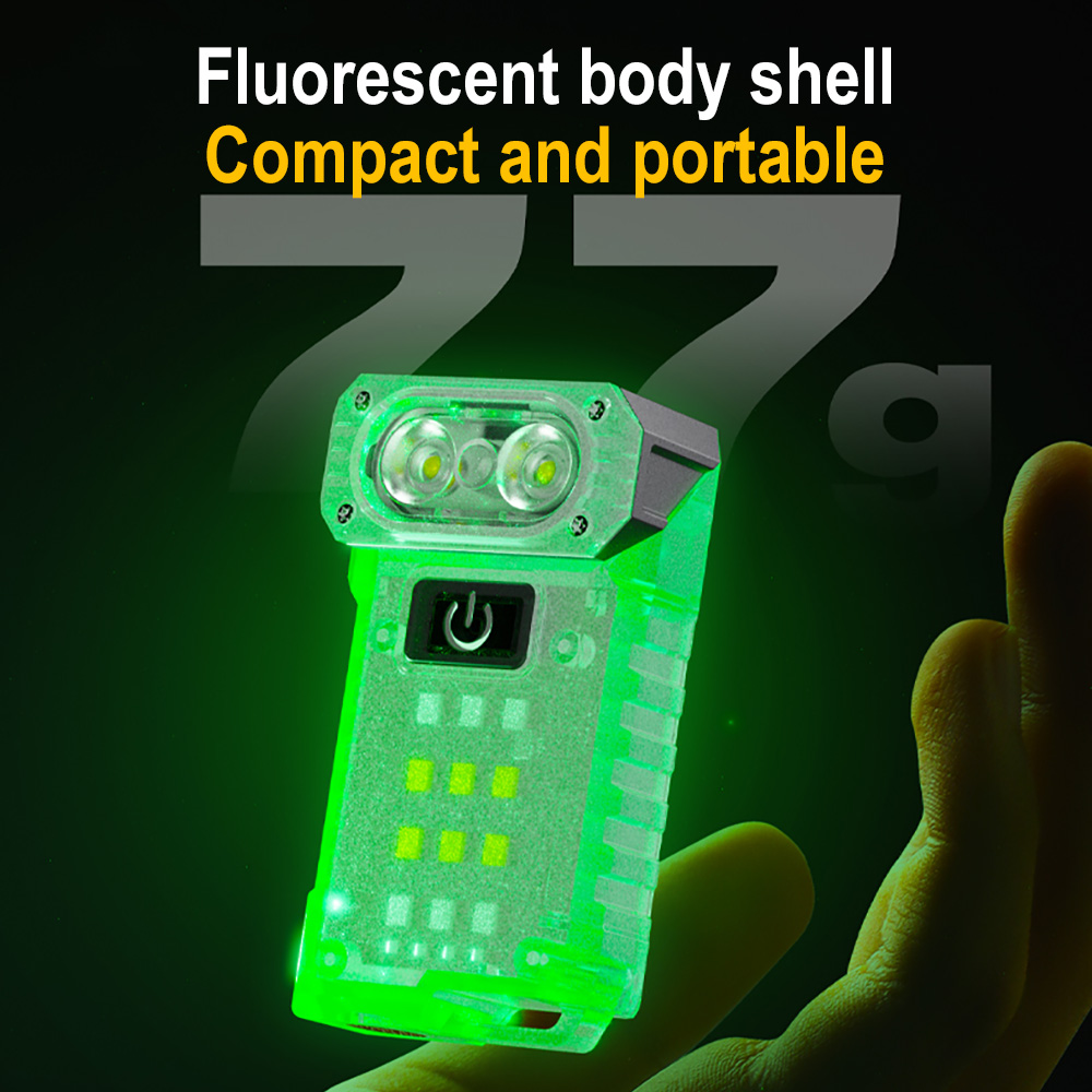 Boruit 90 ° roterbar ledet-fluorescenslommelykt uv-lys 800lm oppladbare arbeidslys av type c med magnetklips campinglykt