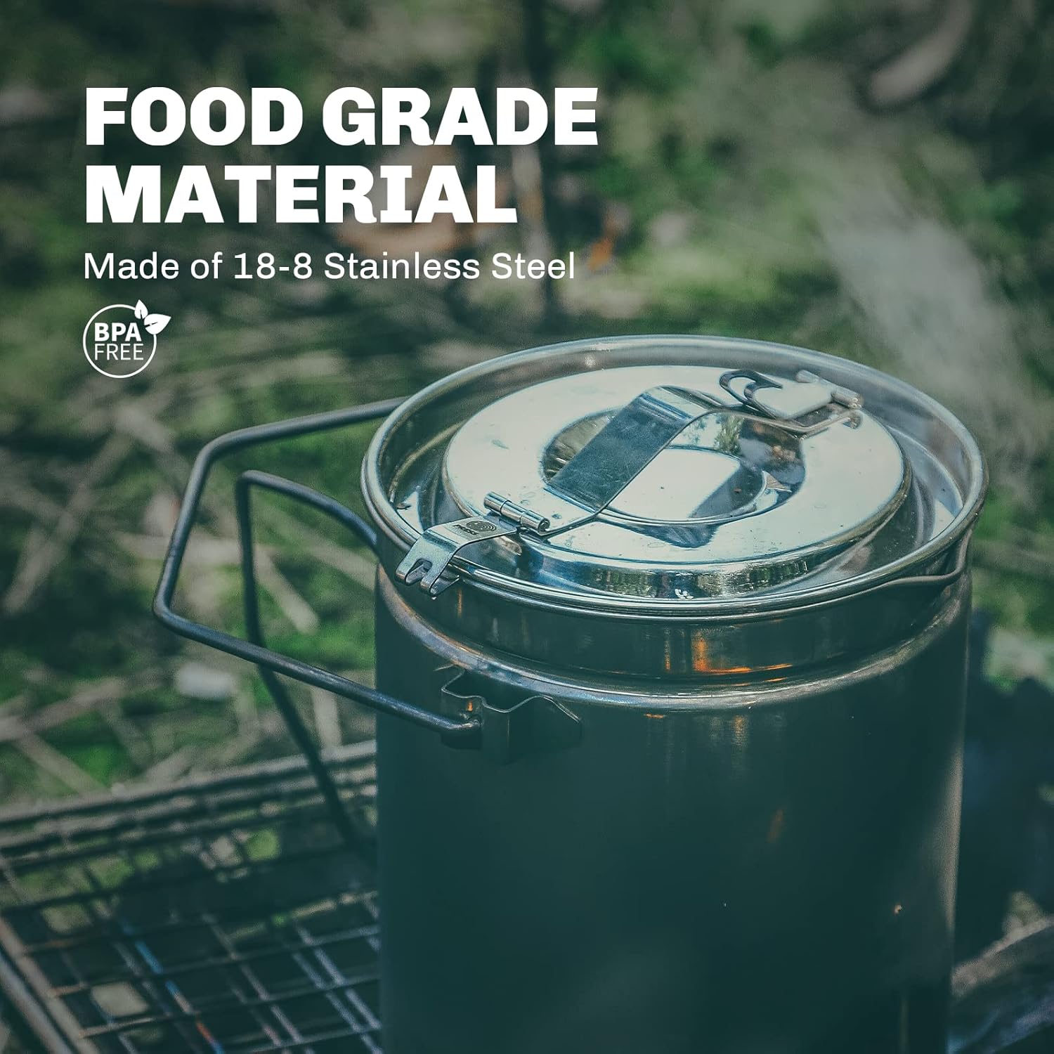 Brand-Maple 1.2L Rvs Steamer Pot Met Afsluitbare Deksel Antarcti Bushcraft Pot Wandelen Camping Vreugdevuur Pannenset