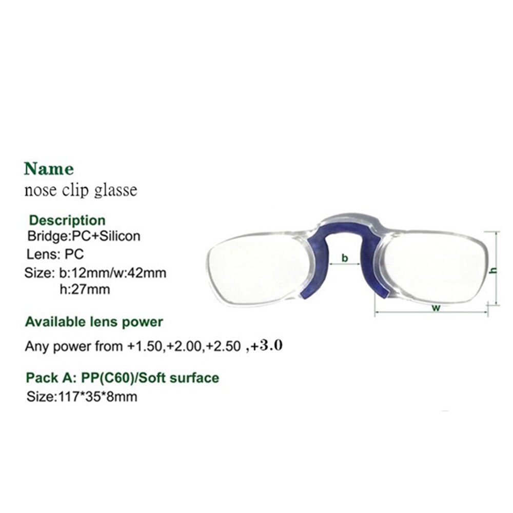 Mini gafas de lectura con Clip para hombre y mujer, anteojos recetados, sin patillas, Pince-nez1.0 + 1,5 + 2,0 + 2,5 + 3,0 + 3,5