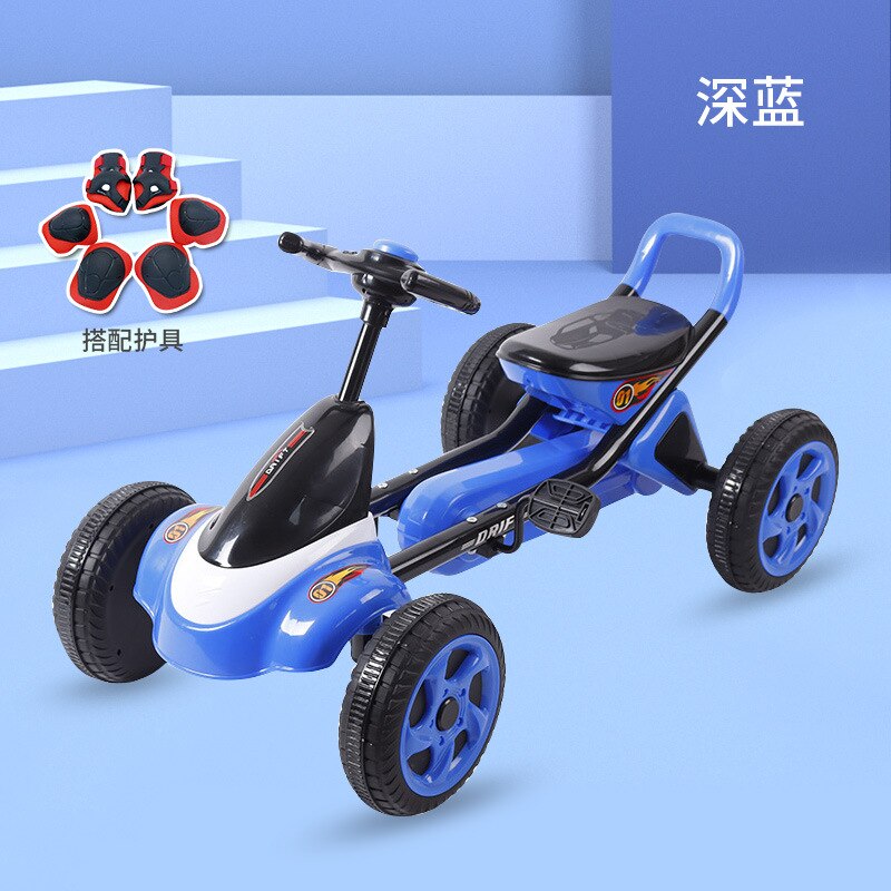 Los niños de cuatro rueda de Go-Kart bebé Pedal bicicleta de ejercicio los niños pueden sentarse cuatro ruedas playa bicicleta Pedal de bicicleta: E02 dark  protective