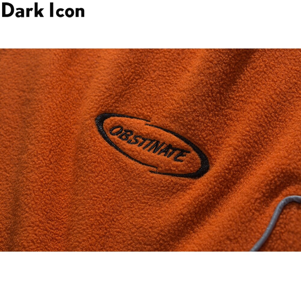 Mörk ikon sherpa broderi halv dragkedja herrtröja tröjor tröjor herr höst streetwear herrkläder
