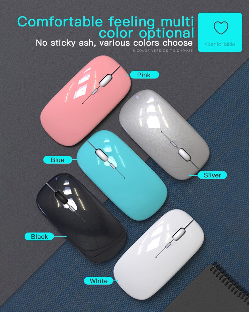 Wireless Mouse Bluetooth Mouse Computer Silent Mouse 2.4Ghz RGB Rechargeable LED Light USB Optical Mice For PC Laptop