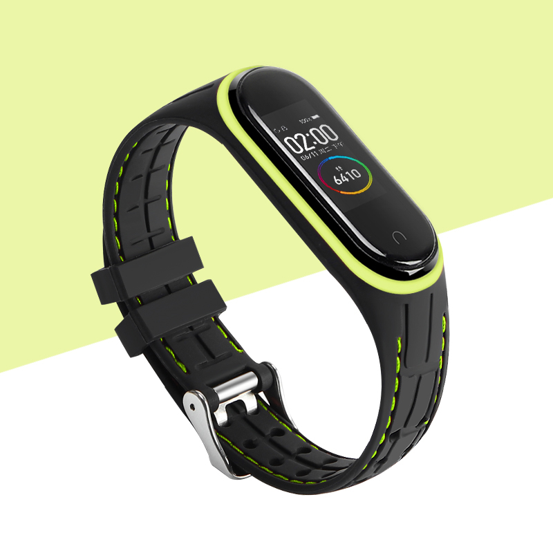 Silikone til xiaomi mi band 4 rem armbånd sport gummi urrem udskiftning smartwatch rem til mi band 3 4 5 6 7 armbånd: Sort hvid / 14mm