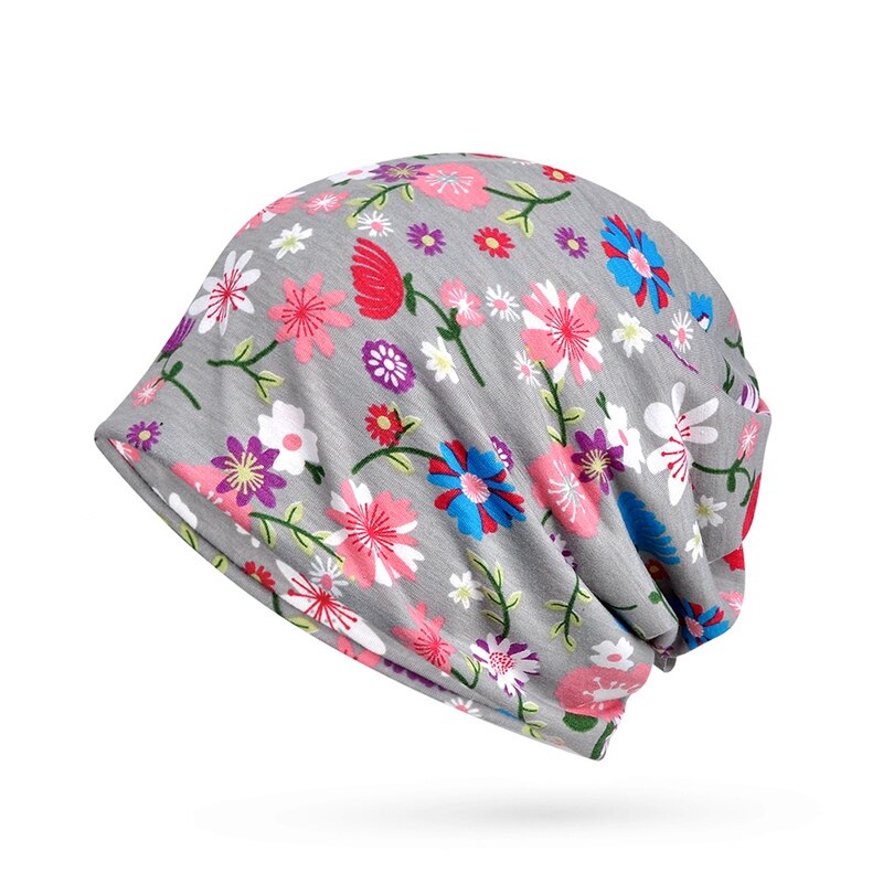 Mutsen Cap Sjaal Bloemen Zonnescherm Ademend Elastisch Katoen Hoed Halswarmer Outdoor Reizen Hoofddeksels: GRAY