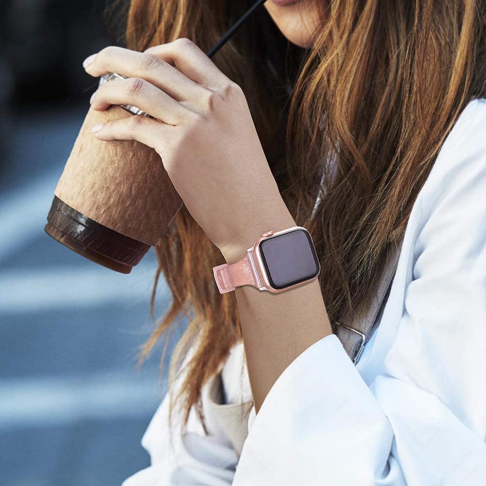 Glitter Strap for apple watch serie 6 se 5 4 3 iWatch band 38mm 42mm Slim Silicone correas bracelet Apple watch band 44mm 40mm