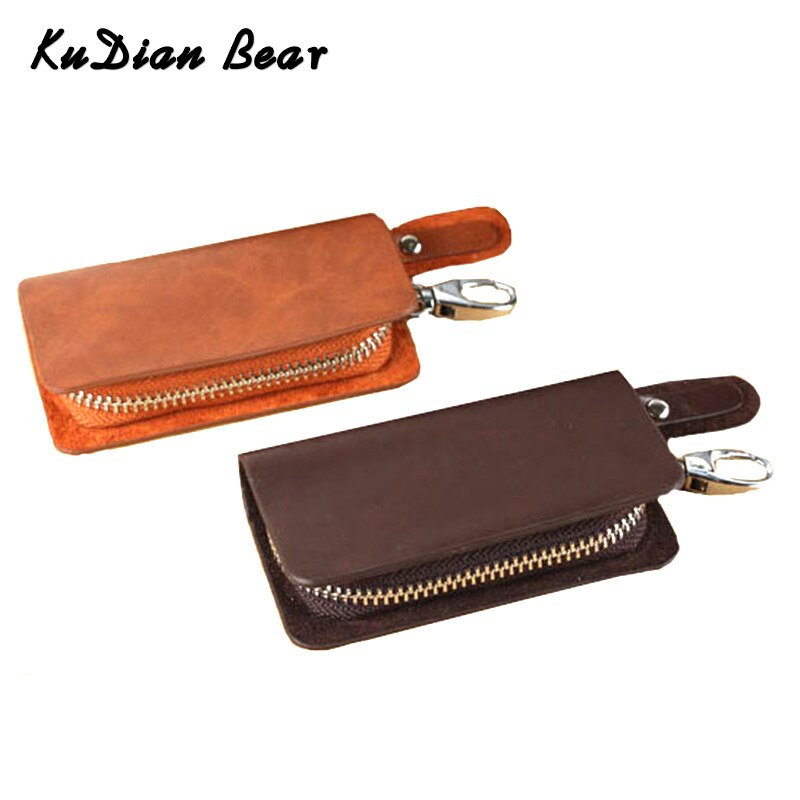 KUDIAN BÄR Männer Auto Schlüssel Halter Brieftasche PU Leder Keychain Frauen Schlüssel Veranstalter Fall Kleine Porta Llaves BID112 PM49