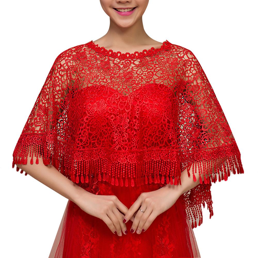 Janevini womens lindo nupcial cabo ombro bolero vermelho casamento formal noite floral rendas envoltórios e xales encolher casaco feminino: Default Title