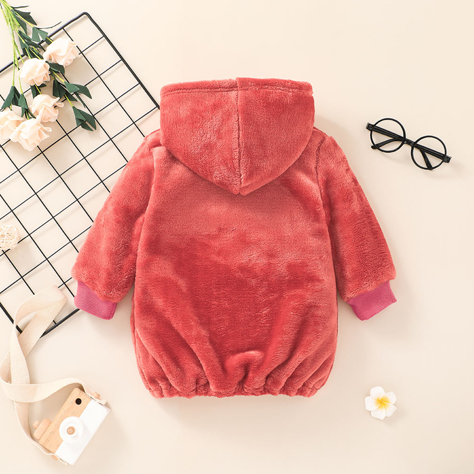Toddler Winter Hoodie Fleece Hooded Long-Sleeves Sweatshirt with Belly Pocket for Baby Girls 3-24 Months