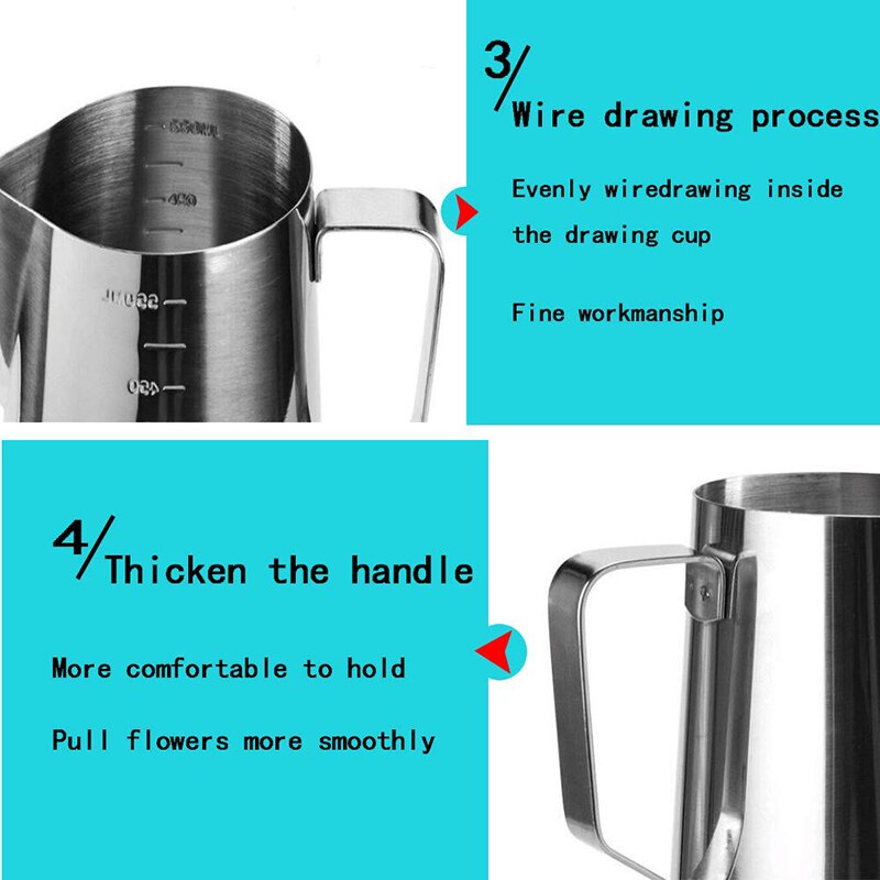 Stainless Steel Milk Frothing Pitcher 550ml and Handheld Battery Operated Electric Foam Maker Perfect for Latte / Cappuccino
