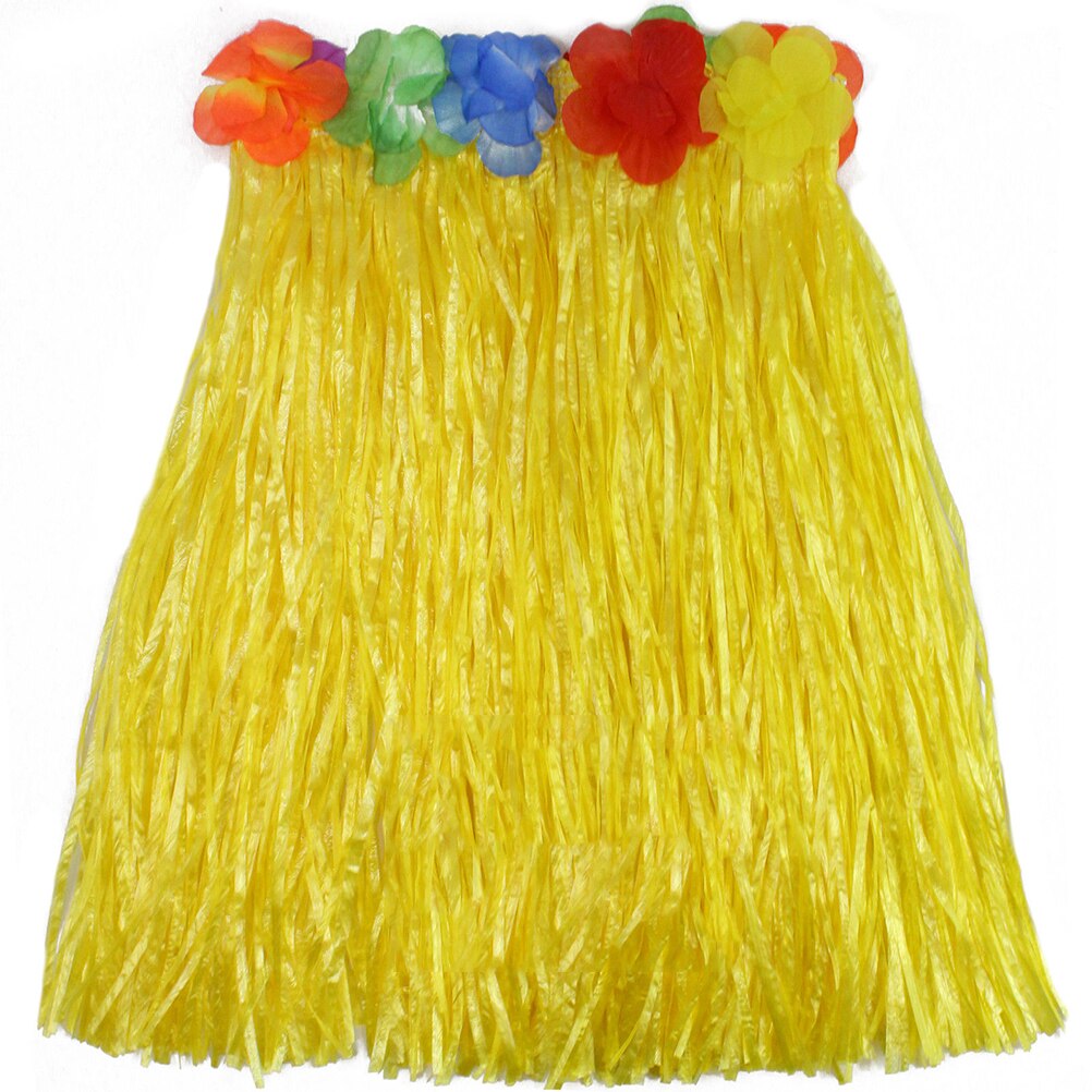 Girls Hula Show Grass Beach Dance Activity Skirt Children 40CM Skirts Wreath Bra Garland Fun Hawaiian Party Supplies: Yellow