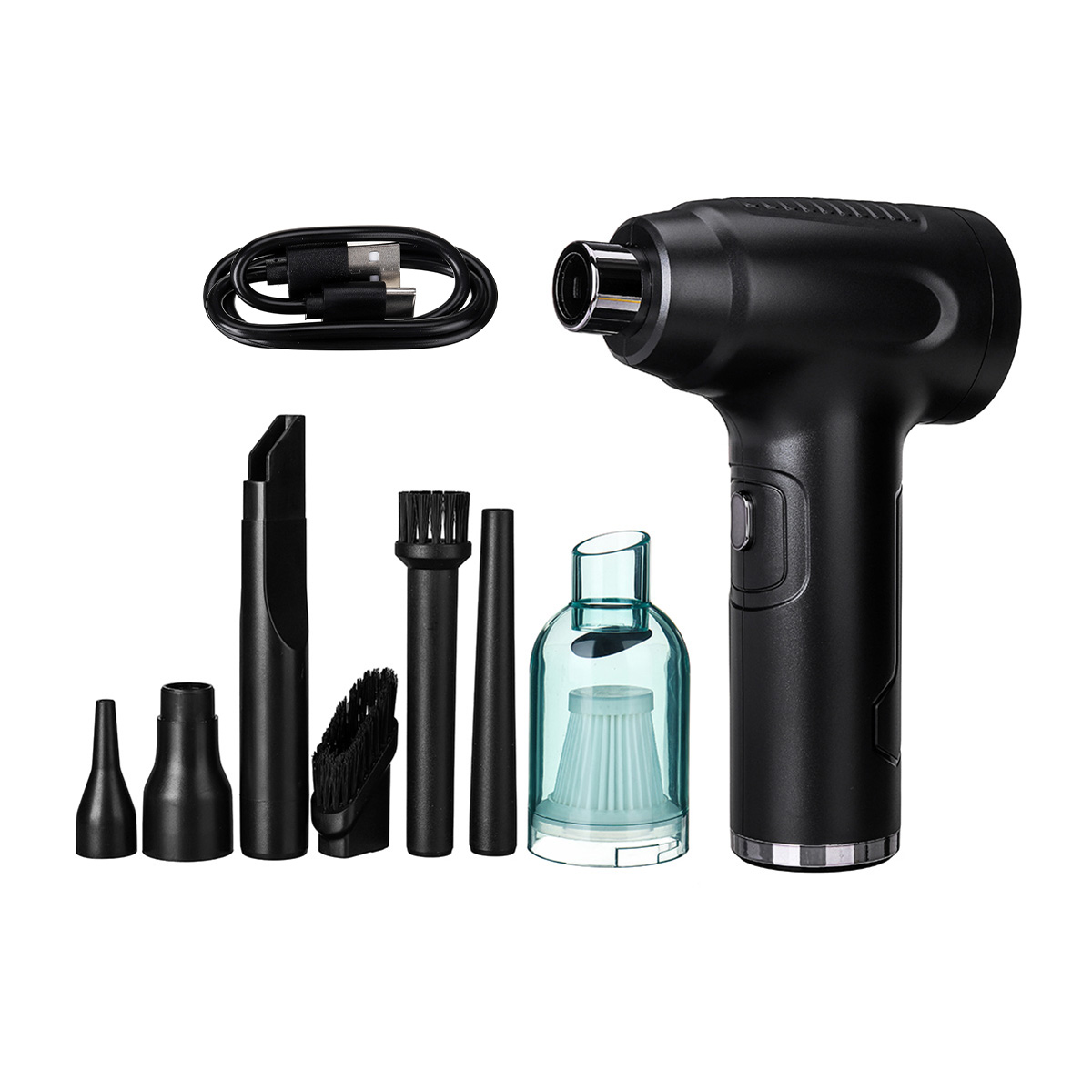 Draadloze Air Duster Usb Dust Blower Handheld Dust Collector Oplaadbare Grote Capaciteit Draagbare Voor Pc Laptop Auto Schoon Toetsenbord: Black