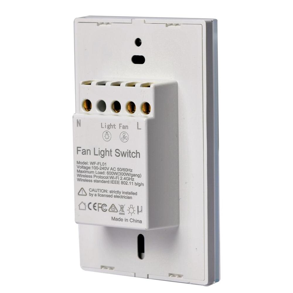 EU WiFi Smart Ceiling Fan Wall Touch Switch APP Remote Timer and Speed Control Glass Panel For Alexa and Google Home Fan Parts