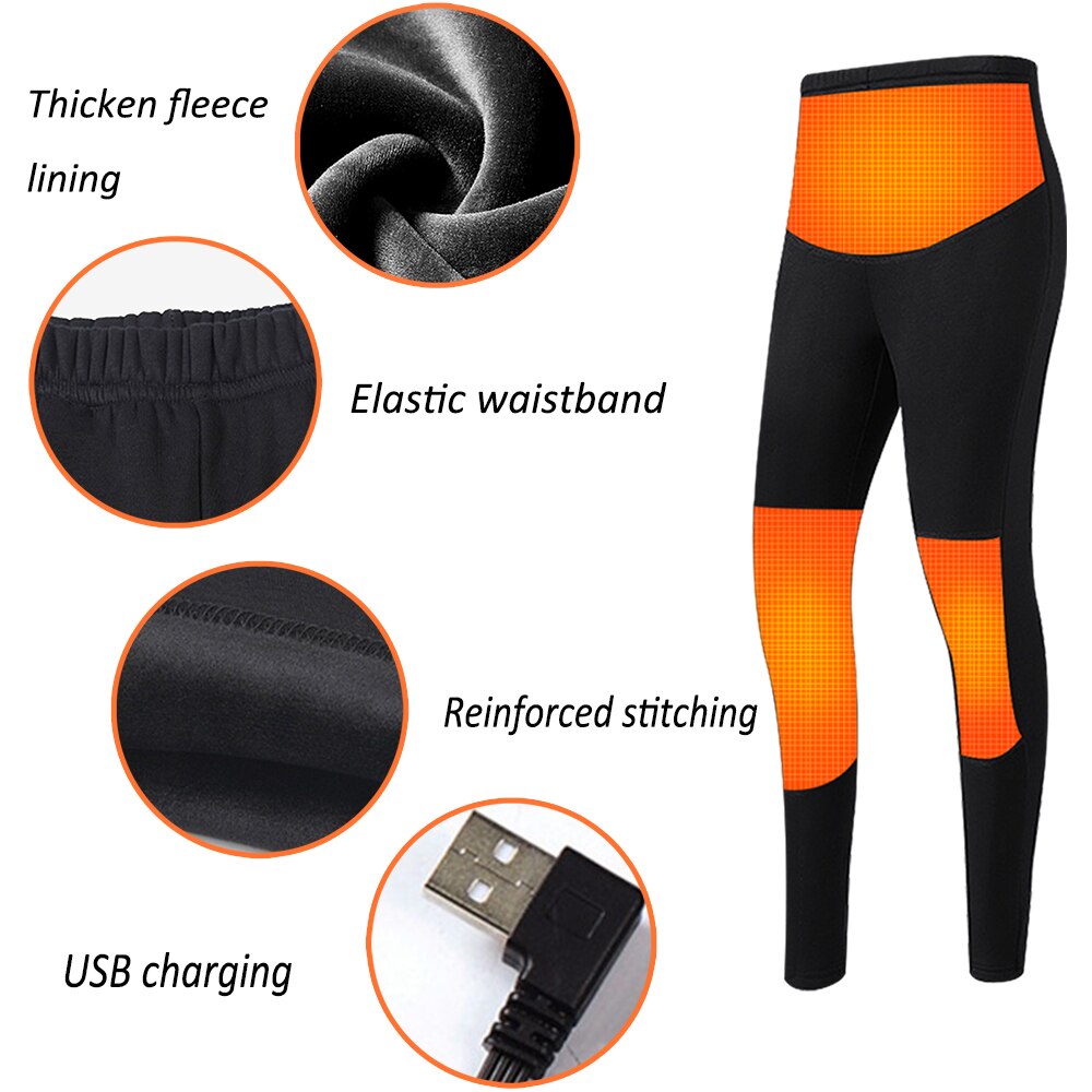 Pantalones térmicos para invierno lavables, pantalones térmicos eléctricos con carga USB, ropa interior con aislamiento, 3 niveles de temperatura