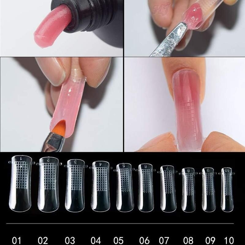 100 Stks/doos Quick Building Mold Tips Dual Vormen Vinger Extension Nail Art Sculpting Acryl Uv Valse Nagel Diy Nail