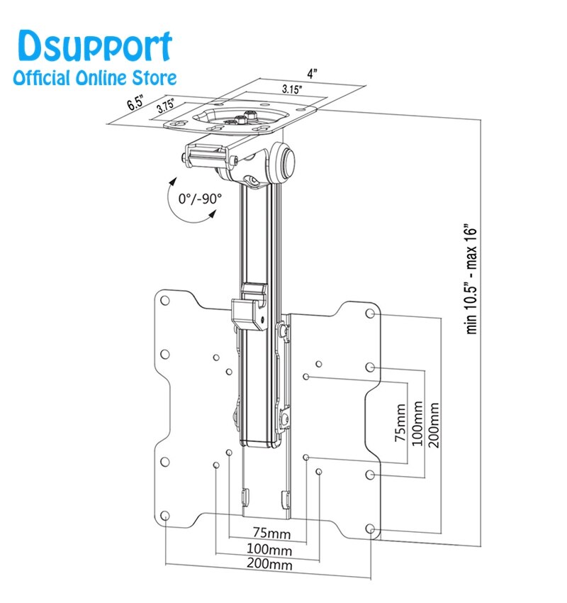 Plafond de voiture pliable 17-55 pouces écran LED LCD support de moniteur TV support de montage mural support de montage armoire support TV