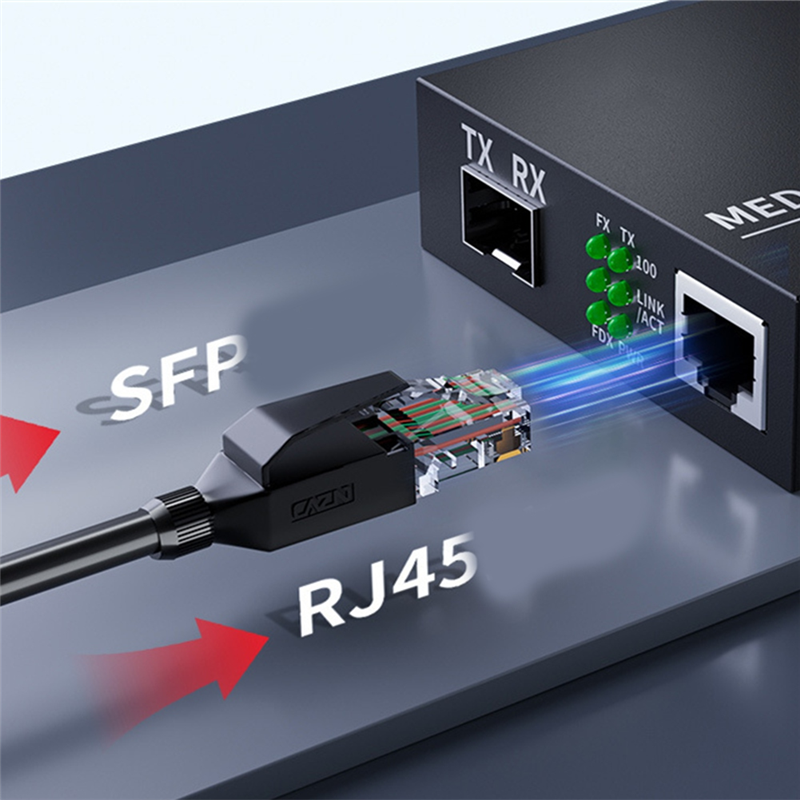 A99E-Transceiver Gigabit SFP To RJ45 Fiber Media Converter LC Single Mode Single Fiber 10/100/1000M