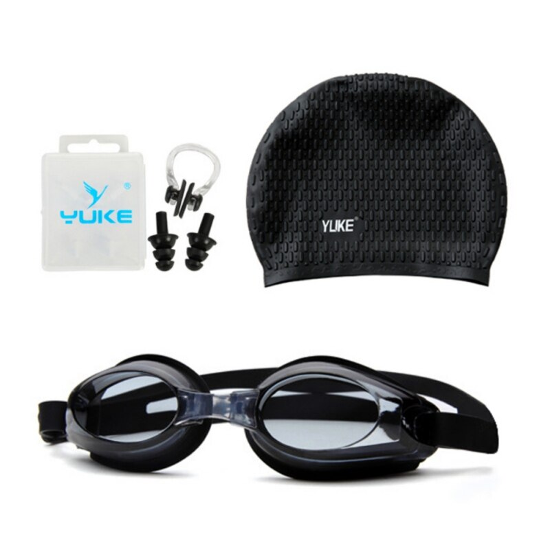 Zwembril En Cap Set 4 In 1 Volwassen Uv-bescherming Lenzen Clear Anti-Fog Zwembril Waterdicht Met neus Clip + Oordopjes
