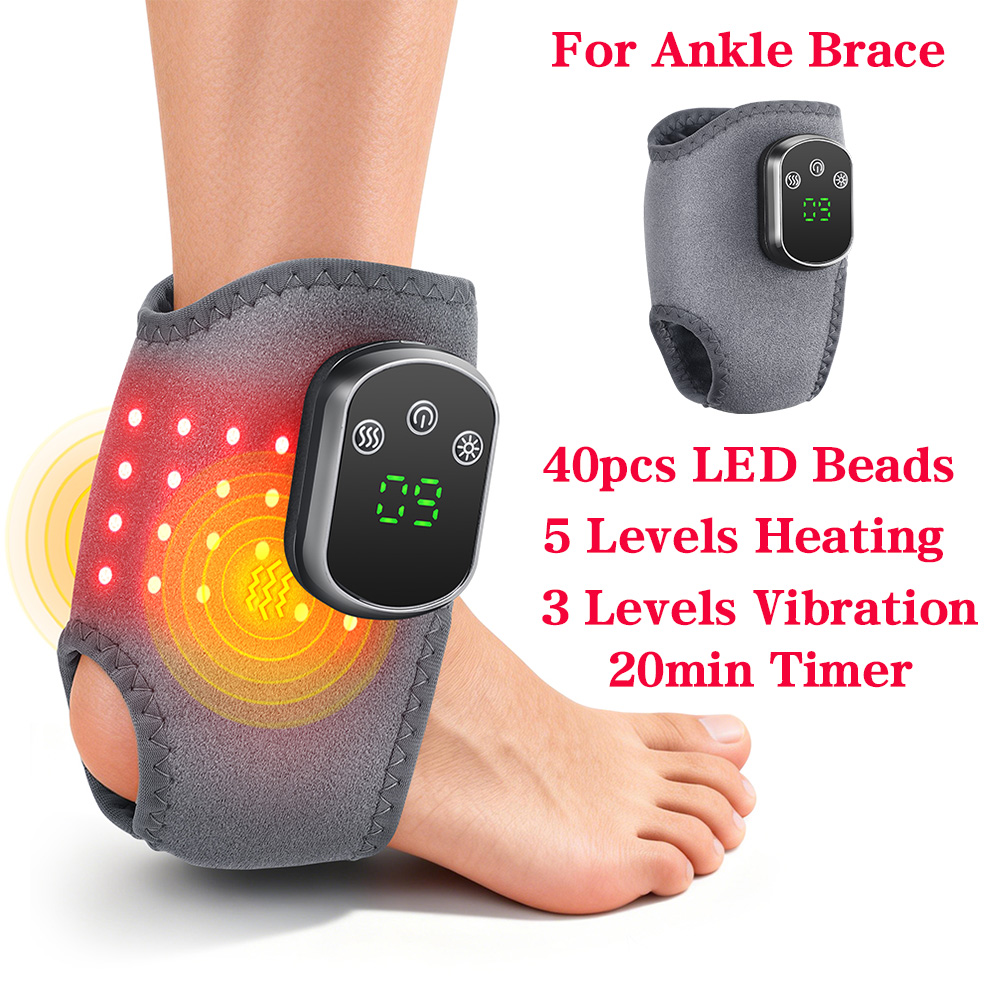 Rood licht draadloze enkelmassageapparaat Polsbandages Steunbrace Enkelverwarmingskussen Verwarmde hand- en voettrillingsmassageriem: Goud