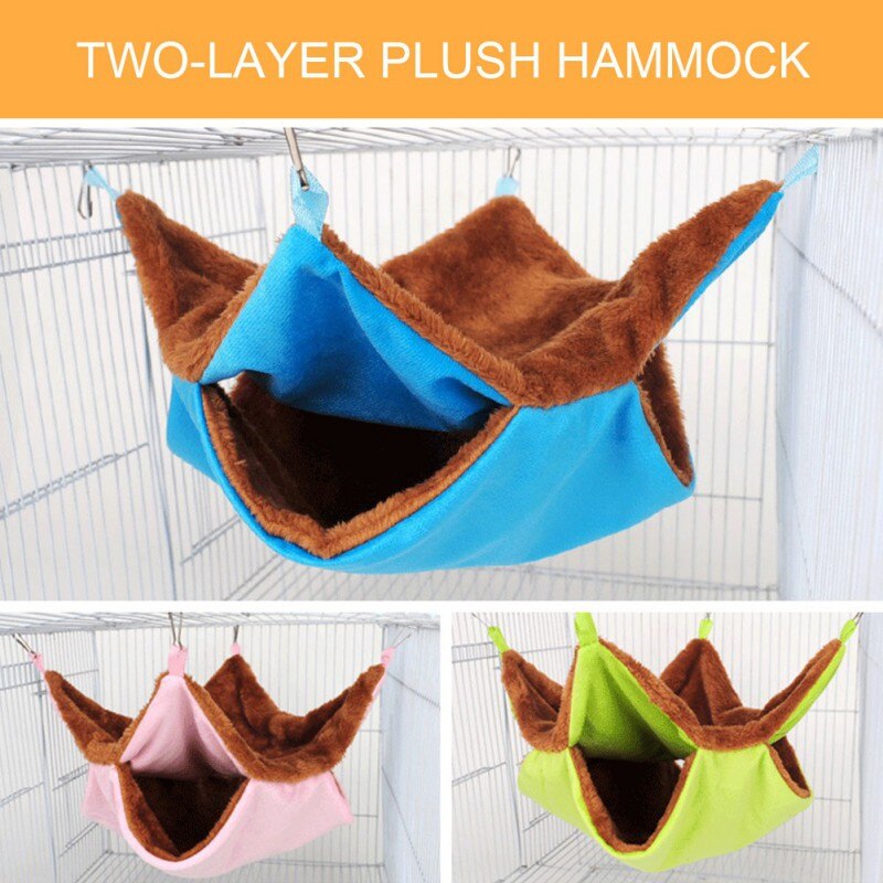Set Double Thick Plush Warm Bed Rat Hammock for Hamster House Hanging Nest Sleeping Bag Hanging Tree Beds Hamster Cages
