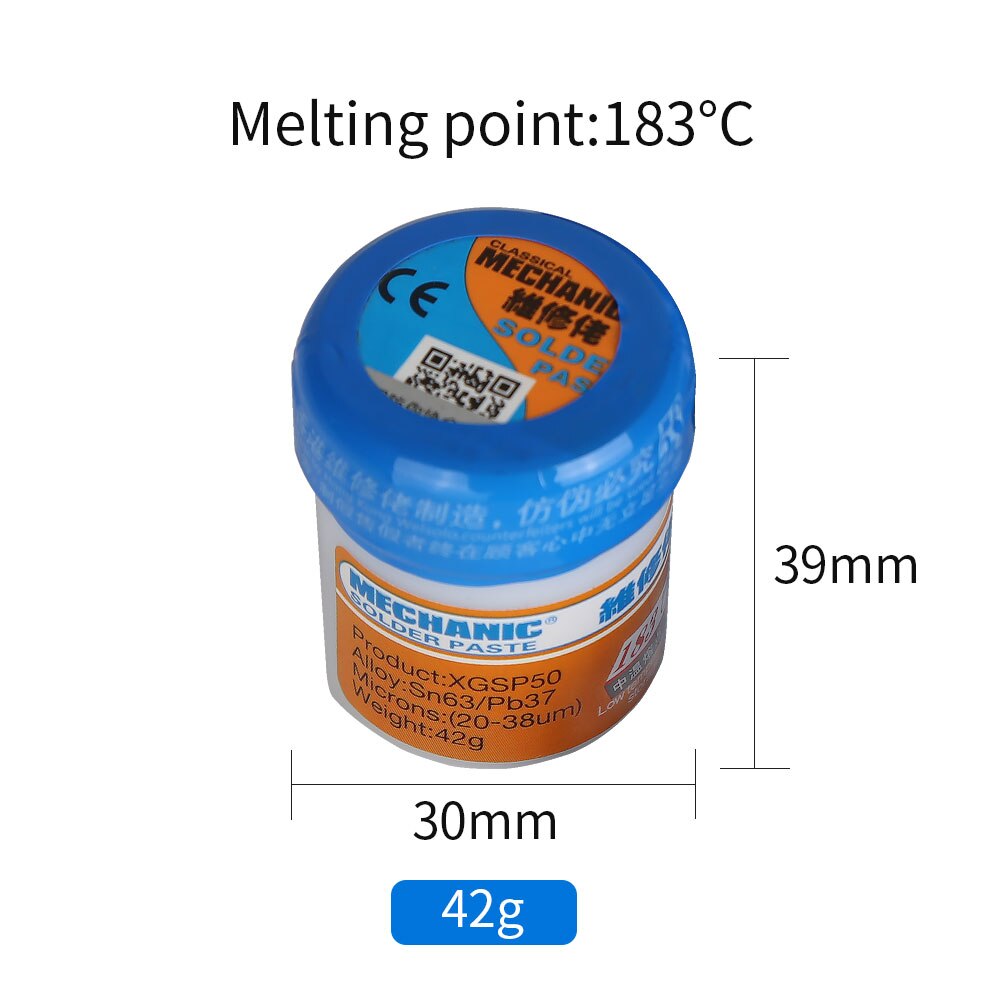 Solder Paste Flux Tin Paste Melting Point 138°C and 183°C Tin Sn63/Pb67 for Soldering Iron Circuit Board Repair BGA SMT Rework: XGSP50