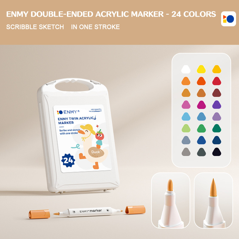 ENMY Acrylic Marker Dual Tip Colorful Markers 24/36/48/60/80 Colors Fast Drying Waterproof DIY Enthusiasts Painting stationary: WHITE