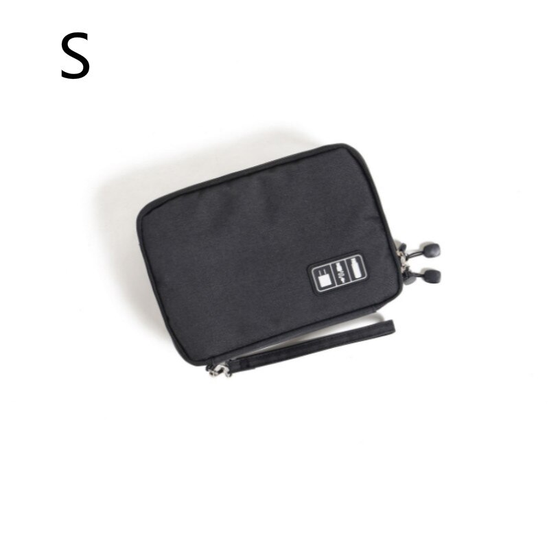 Travel Storage Bag for USB Data Cable Earphone Wire Pen Power Bank Digital Gadget Devices Kit Case iPad Protective Organizer: black-s