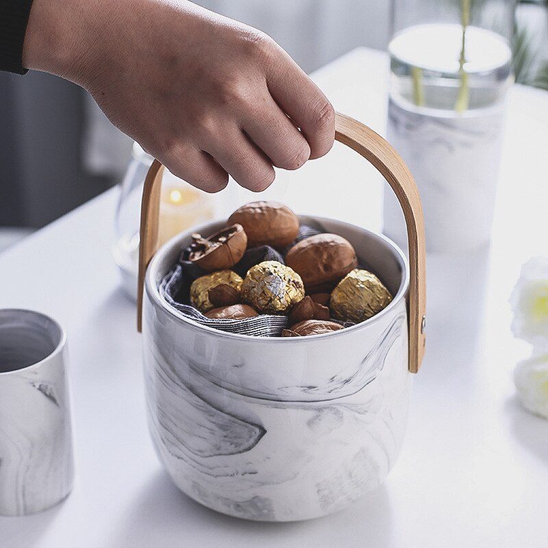 Kitchen Storage Pots Ceramic Storage Box Jar Organization Boxes Europe Large Capacity Container with Wooden Handle