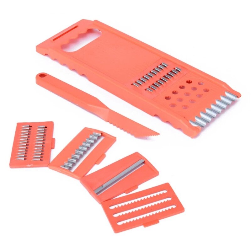 Multipurpose Vegetable Cutter Fruit Shredder Potato Mandolin Slicer Peeler Dicer Chopper Kitchen Gadget Sets Kitchen Accessories: Red 7 in 1