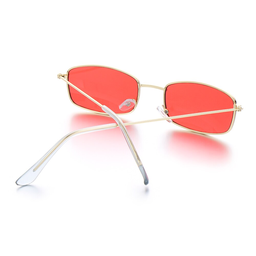 Unisex små retro nuancer rektangel solbriller  uv400 mænd metal stel briller udendørs klar linse solbriller til kvinder briller