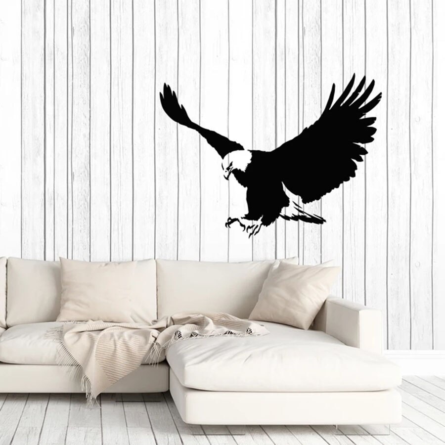 Flying Eagle Wall Decal Big Bird Tribal Style Vinyl Window Stickers Cool Animals Art Mural Home Decor for Bedroom Man Cave 1874