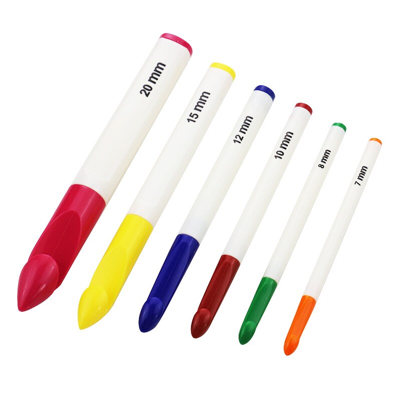 6pcs/1SET Crochet Hook Set Plastic Handles Aluminum Knitting Needles Weave Craft Yarn Crochet Needles Knitting Sewing Tool Set