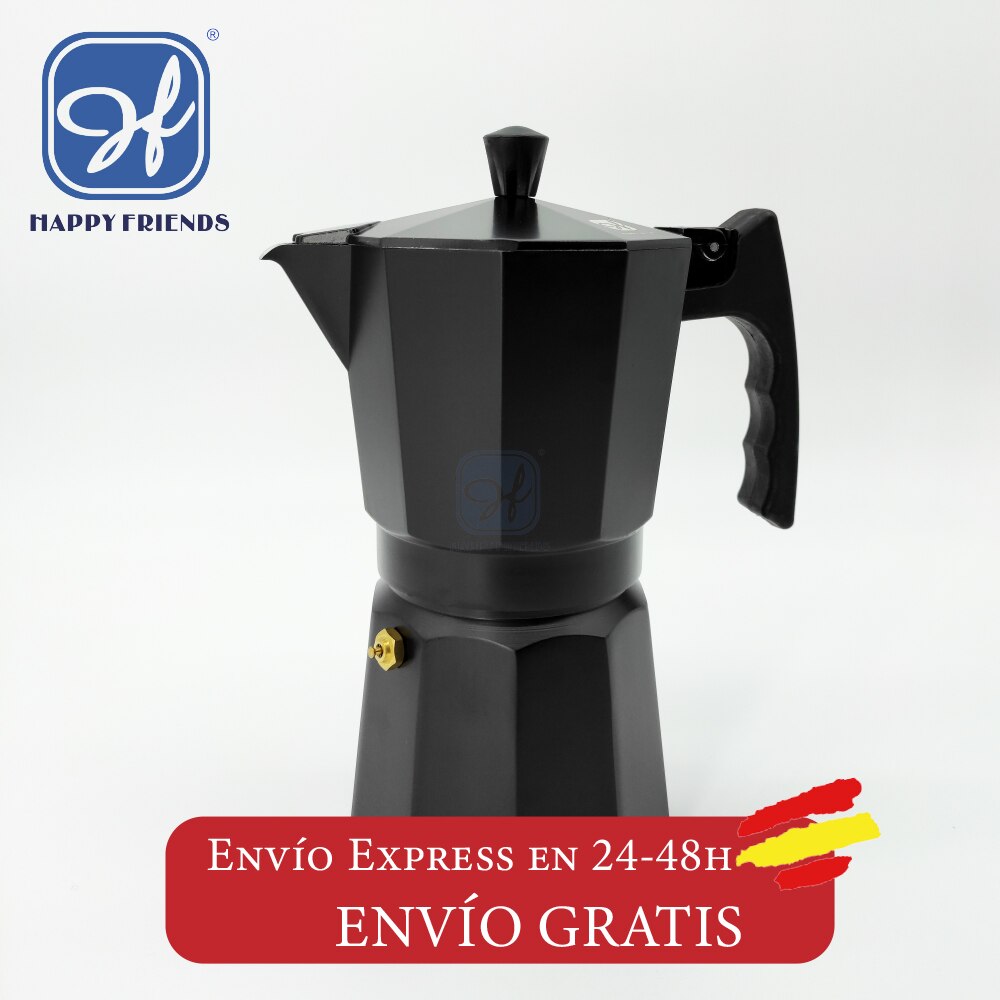 Cafetera Italiana Espresso de Aluminio Serie AFRICA para Vitro Gas Electrica 1/3/6/9/12 Tazas Happyfriends