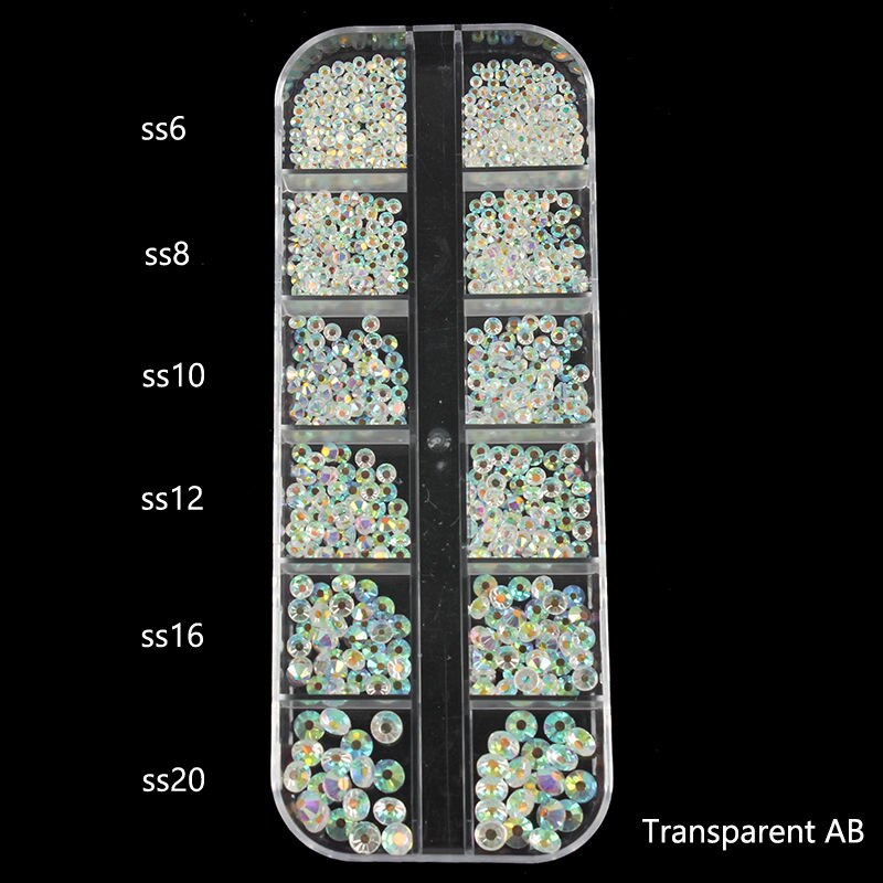 1 caja de diamantes de Cristal AB 3D para decoración de uñas, piedras preciosas para decoración de uñas, diamantes de imitación, joyería para uñas