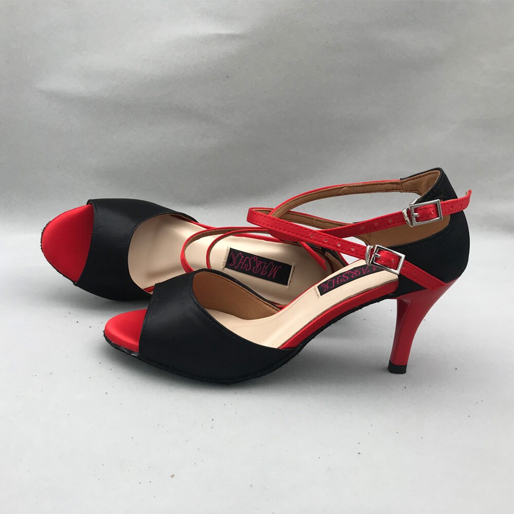 Latinske dansesko kvinder salsa sko øve sko behagelige sko  ms6257br 7.5cm hæl høj hæl lav hæl