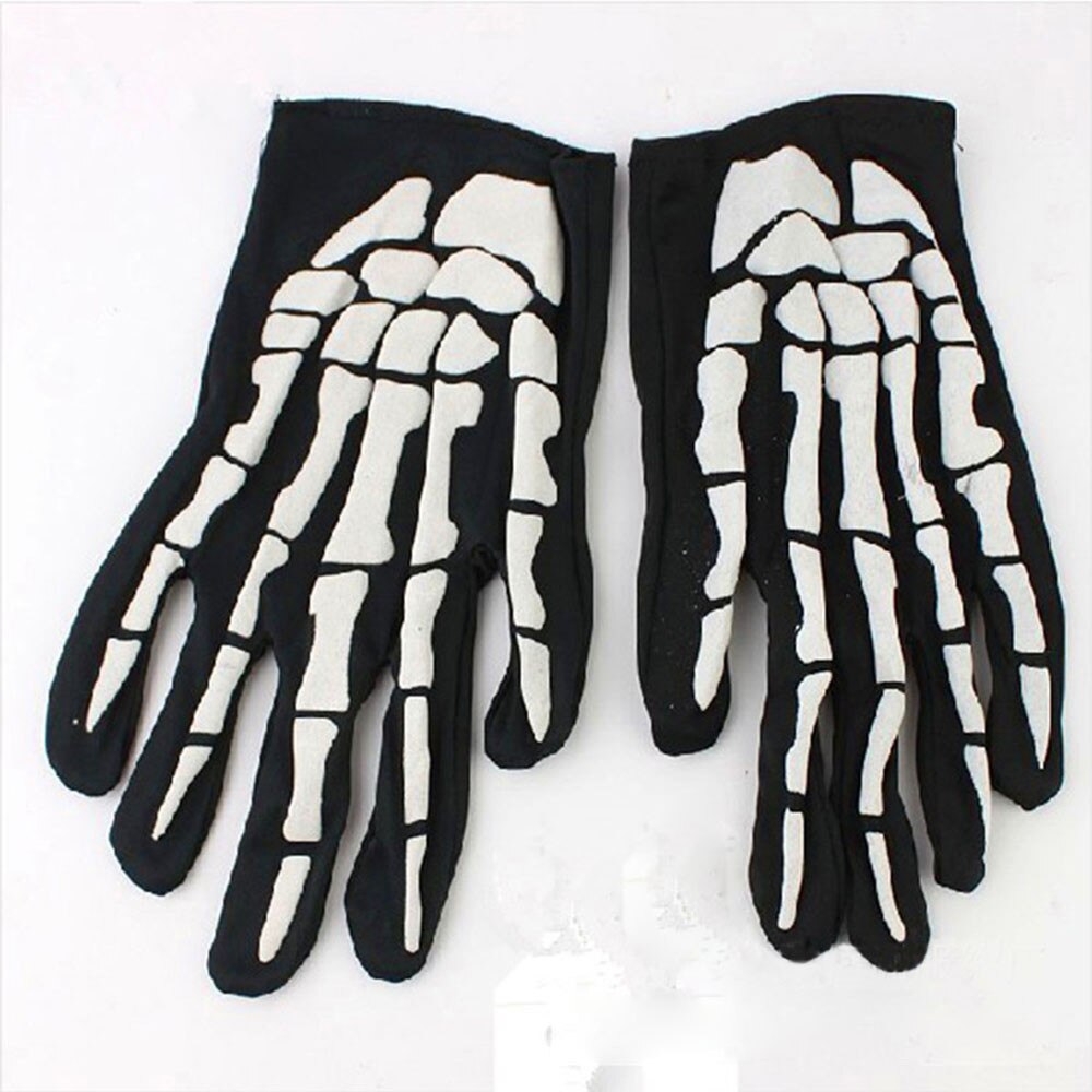 1 Pair Gloves Halloween Cool Unisex Men Horror Skull Claw Bone Skeleton Goth Racing Full Gloves Mittens Non-slip Gloves