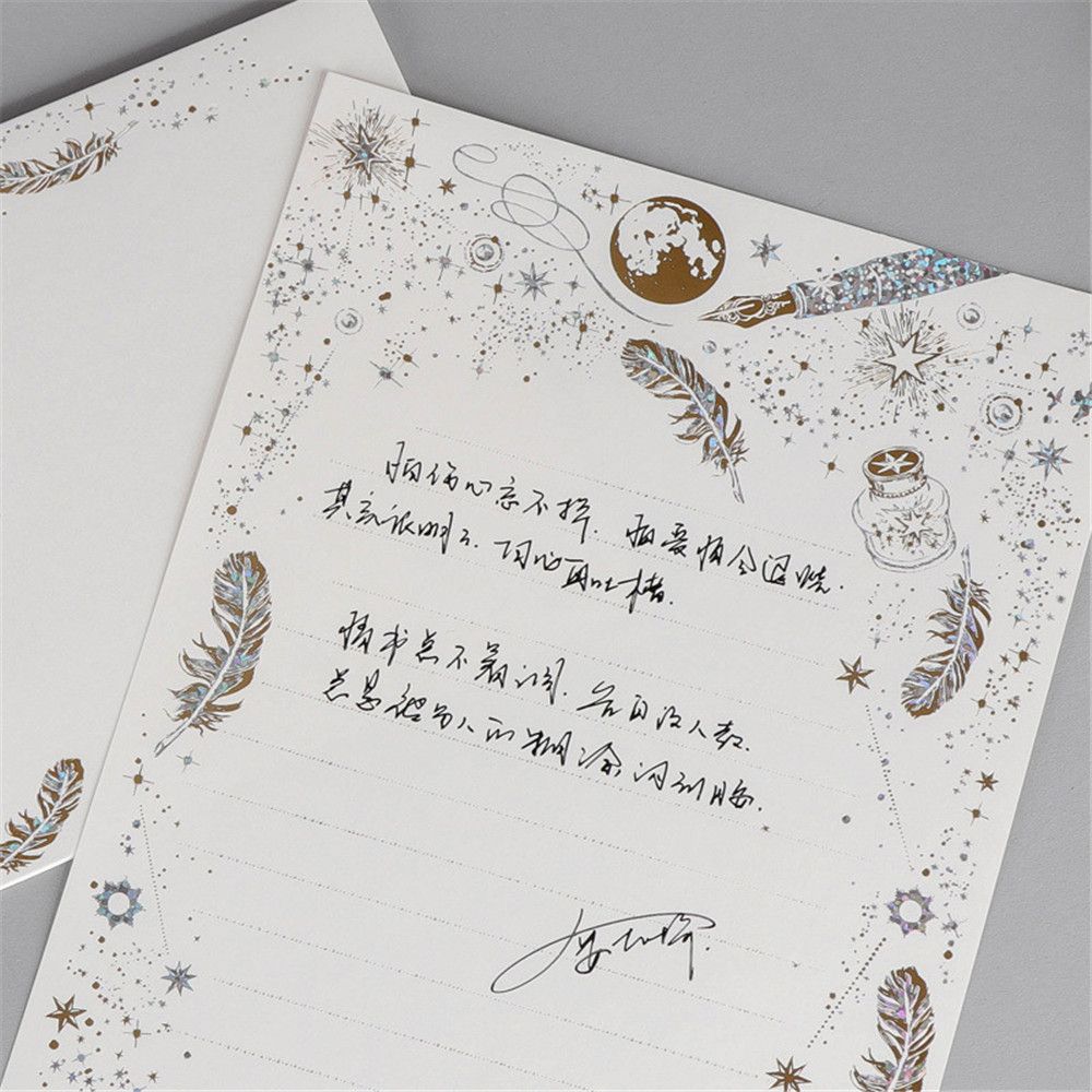 8pcs Vintage Gilding Letter Paper Set Wedding Invitation Card Writing Pad Letter Writing Paper Letter Pad Supplies Stationery