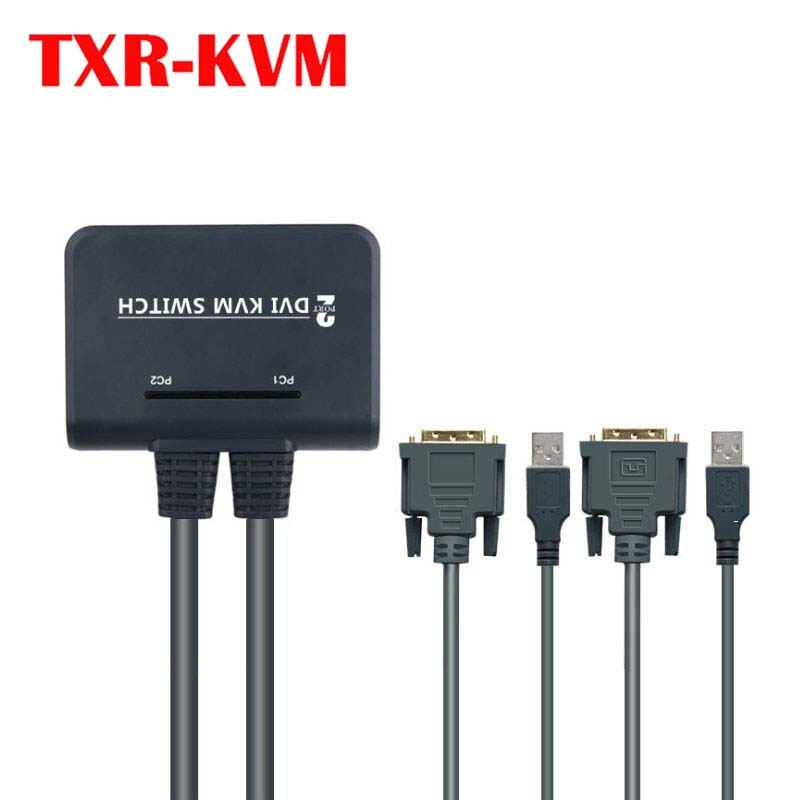 2-port all in DVI KVM switch with USB mouse and keyboard sharing desktop controller switch and keyboard hotkey switch