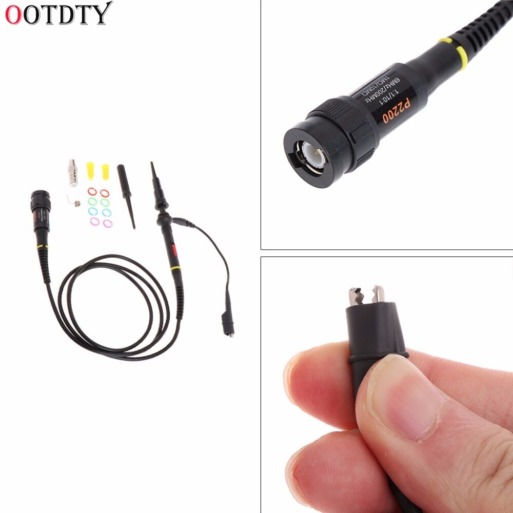 Sonda de osciloscopio de alta precisión, pinza de prueba de cocodrilo con sondas de frecuencia de atenuación ajustable, 1x10 P2200 200MHz