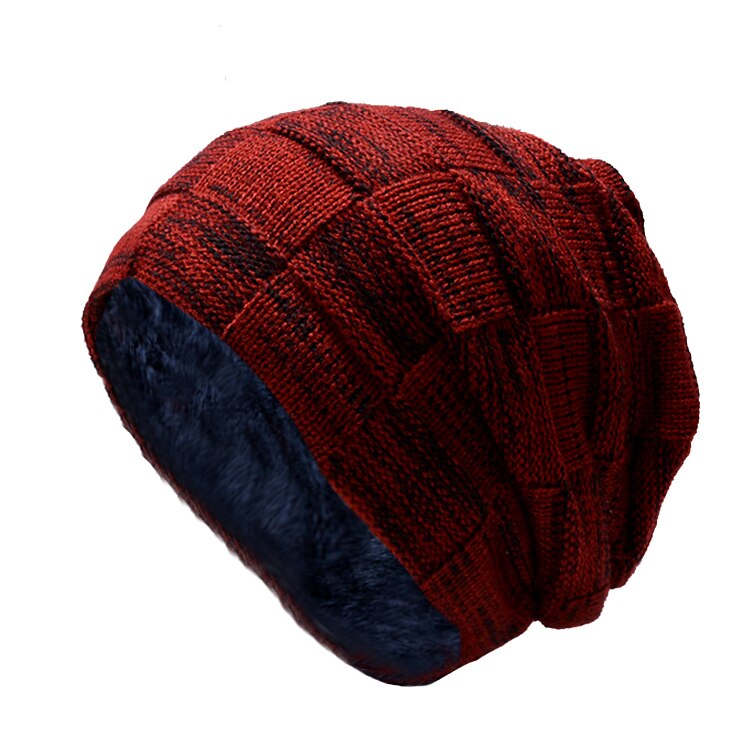 Unisex huer strikket kasket man beaines til vinter åndbare mænd gorras simple hatte tørklæde sæt varme solide afslappede dame huer: Rødvin