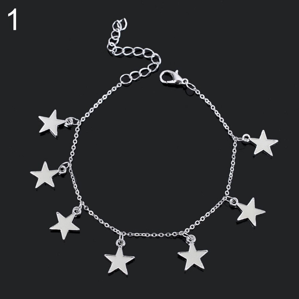 Bracelets de cheville pour femmes, bijoux de plage, tendance, motif motif motif fleur, petite étoile, lueur dans la nuit, pour le pied, été,: Star