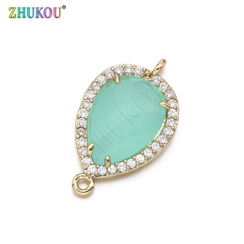 14*23mm Messing Zirconia Waterdruppels vorm Connectors DIY Sieraden Bevindingen Maken, Gat: 1.0mm Model: VS297