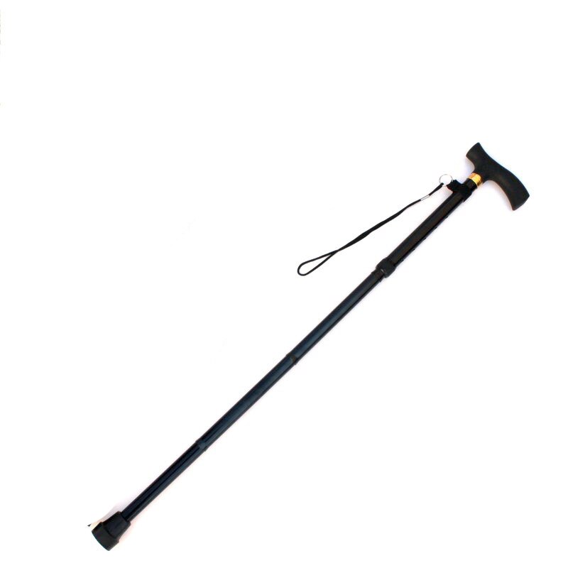 Outdoor 4 FoldedTrekking pole T-handle Hiking Poles Cane Walking Stick walk Crutch: 300g black