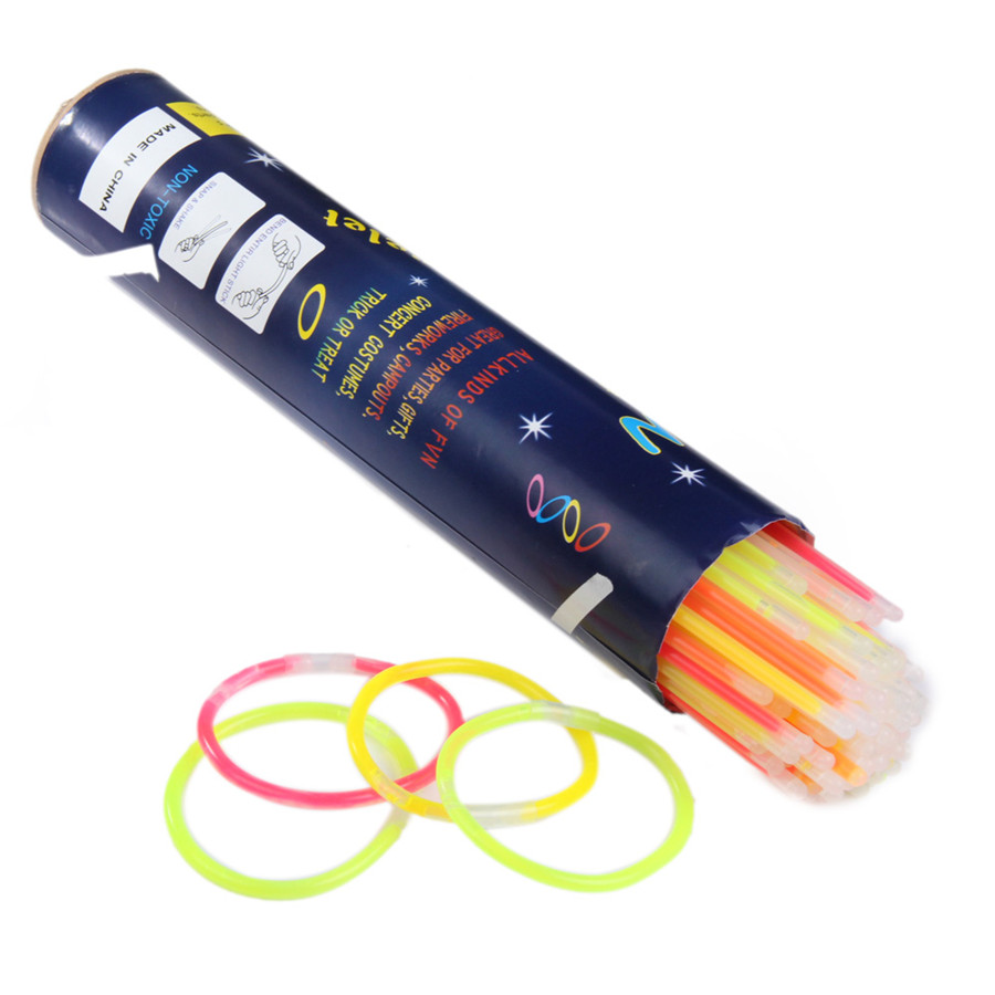 100 stks/partij Kleur Fluorescentie Licht Glow In The Dark Stok Feestartikelen Glow Sticks Armbanden Kids Light Up Speelgoed Bruiloft decor