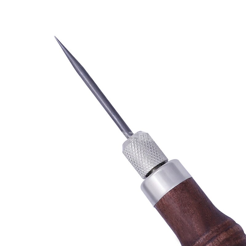 4PCS Leather Craft Sewing Awl DIY Wood Handle Leather Stitching Awl Hand Stitching Awl Tools Canvas Leather Craft Sewing