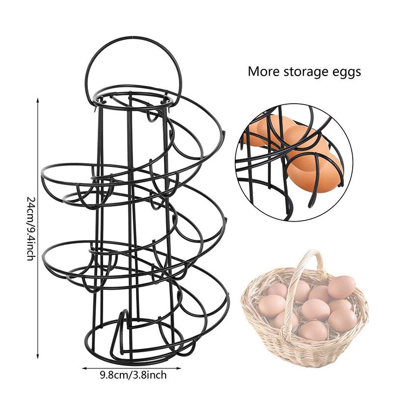 Kök ägghållare utrymmesbesparande spiral ägg förvaringsbricka hållare organisation restaurang ägg display rack
