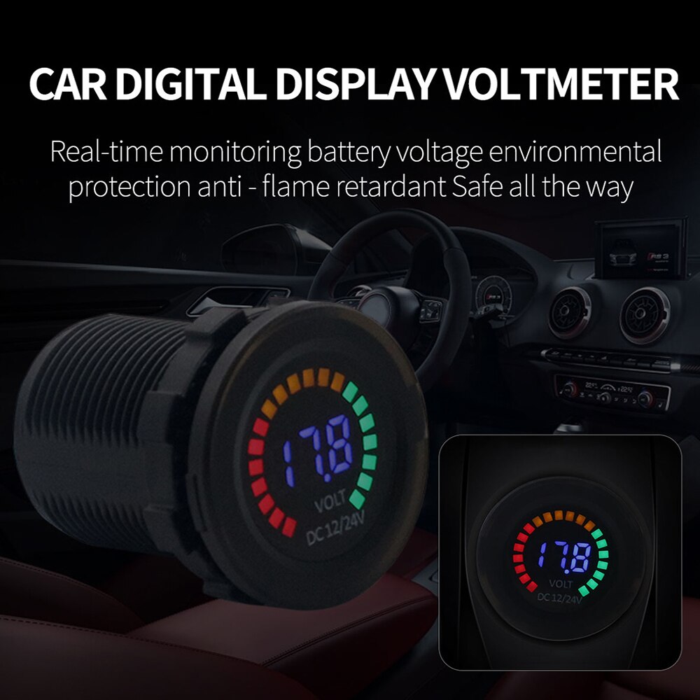 12/24V DC Kleur LED Digitale Display Voltmeter Lage Druk Zoemer Alarm Waterdicht Tester Volt Gauge voor Auto motorfiets Truck