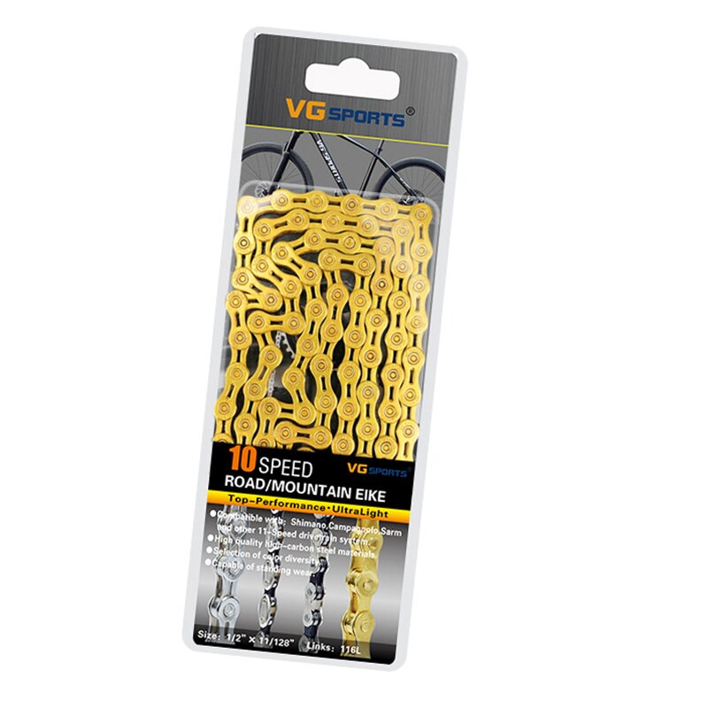 Vg sport 8-11 speed 116l fiets fietsketting mtb racefiets half/holle legering ultra lichte ketting vervanging voor 8/9/10/11 speed: 11s gouden f holle