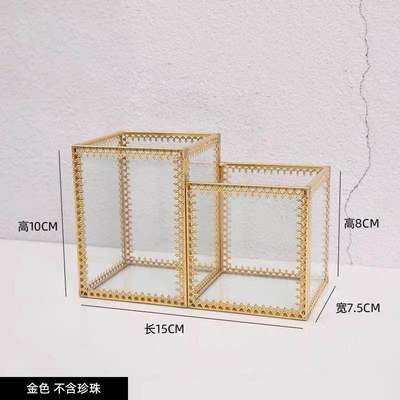 Caja de cristal para brochas de maquillaje, organizador de escritorio para joyería, Cubo de lápiz, caja de almacenamiento de cosméticos, barril de perlas, ZM827: AA