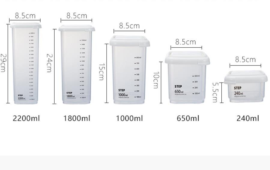 1pcs plastic storage jar Noodle storage box with cover at home kitchen storag coarse cereal box refrigerator sealed crisper: 5pcs set